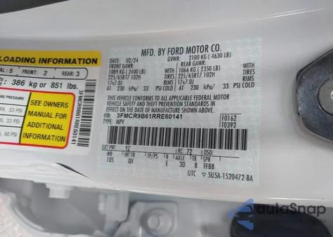 2024 Ford Bronco Sport Big Bend z USA, uszkodzony, nr VIN 3FMCR9B61RRE60141